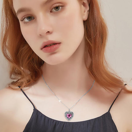 925 Sterling Silver Purple Amethyst Heart Cremation Urn Pendant Necklace with Funnel and Fill Tool - Memorial Keepsake Jewelry