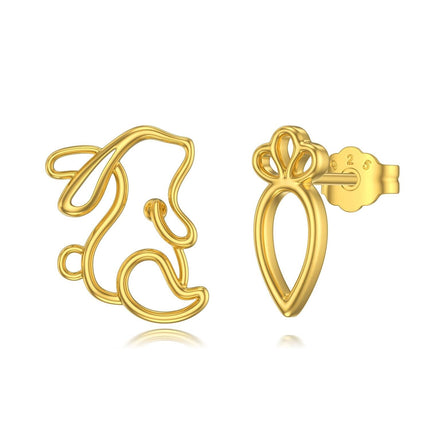 14K Gold Cutout Bunny Stud Earrings Adorable Rabbit s for Girls and Women