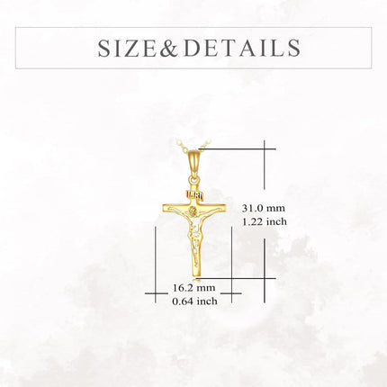 14K Gold Crucifix Pendant Necklace Christian s for Men & Women
