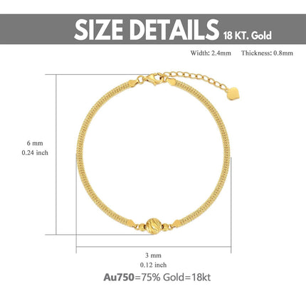 18K Gold Italian Mesh Link Chain Heart Charm Bracelet for Women Anniversary Gift