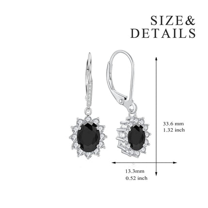 925 Sterling Silver Oval Cut Birthstone Dangle Leverback Earrings for Women Mom