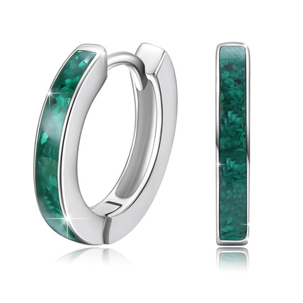 925 Sterling Silver Simulated Opal Hoop Earrings for Women Hypoallergenic Huggie Hinged Hoops Colorful Jewelry Gift