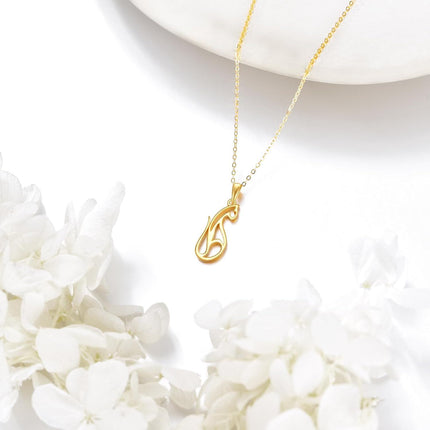 14K Gold Diamond Accent Cat Pendant Necklace for Women - Elegant Fine s for Animal Enthusiasts