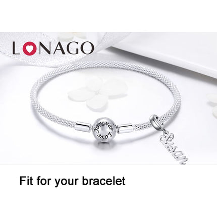 925 Sterling Silver Personalized Name Charm for Bracelet Custom Any Name Initial Letter Number Date Name Plate Bead for Bracelet