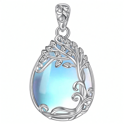 925 Sterling Silver Filigree Teardrop Pendant Necklace for Women