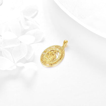 14K Gold Saint Christopher Protect Us Religious Pendant Necklace for Men & Women