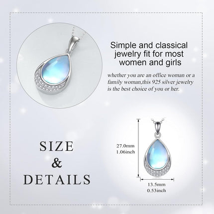 925 Sterling Silver Filigree Teardrop Pendant Necklace for Women