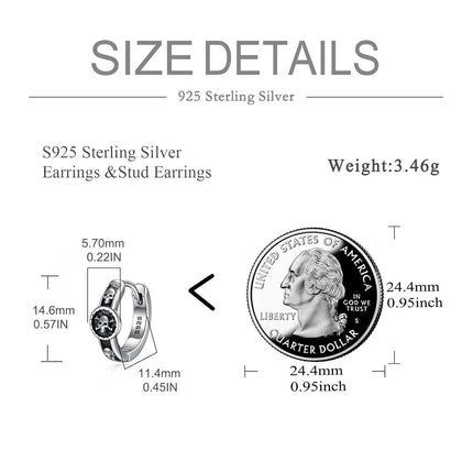 925 Sterling Silver Skull & Crossbones Huggie Hoop Earrings for Men and Women - Unique Gift Idea
