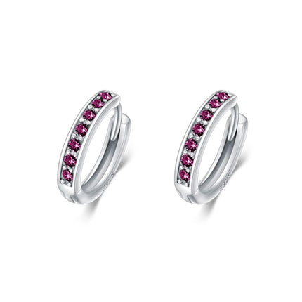 925 Sterling Silver 925 Sterling Silver Cubic Zirconia Austrian Crystals Birthstone Huggie Hoop Earrings