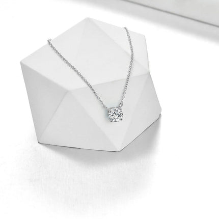 14K Rose Gold Moissanite Round Cut Solitaire Pendant Necklace 0.5-2 ct 16+2 Chain