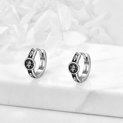 925 Sterling Silver Skull & Crossbones Huggie Hoop Earrings for Men and Women - Unique Gift Idea