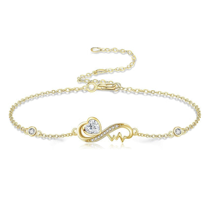 14K Gold Infinity Heart Charm Bracelet - Elegant  for Her on Christmas & Birthdays