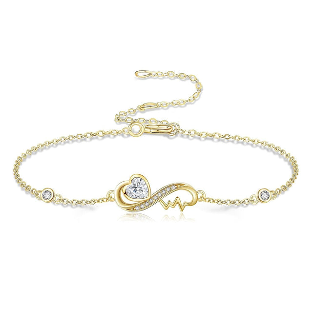 14K Gold Infinity Heart Charm Bracelet - Elegant  for Her on Christmas & Birthdays