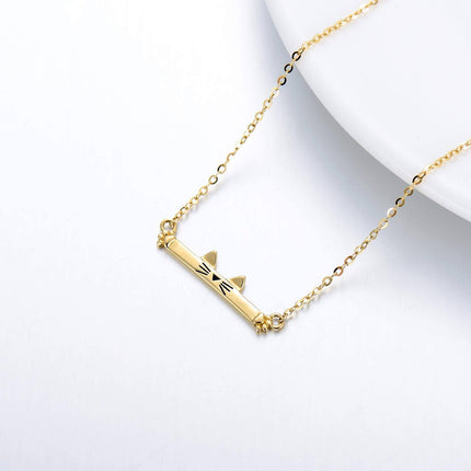14K Real Gold Cat Necklace – Elegant 20.4mm Pendant, 1.75g, Adjustable 16-18 Chain, Hypoallergenic, Gift for Women