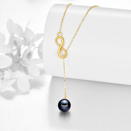14K Gold Heart Pendant with Cubic Zirconia Lariat Necklace for Women's s