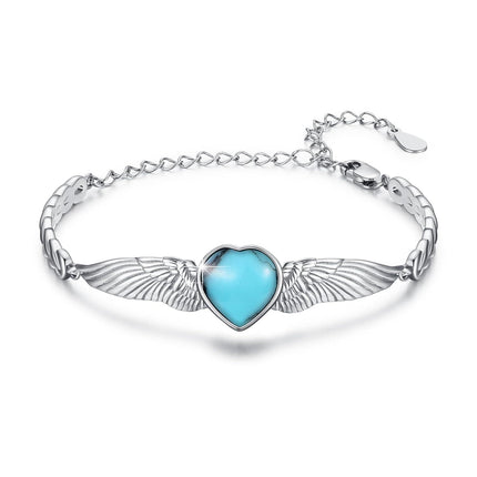 925 Sterling Silver Birthstone Angel Wings Heart Bracelet for Women Mother s Day Gift
