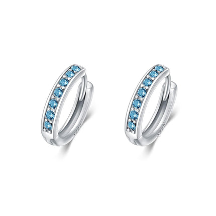 925 Sterling Silver 925 Sterling Silver Cubic Zirconia Austrian Crystals Birthstone Huggie Hoop Earrings