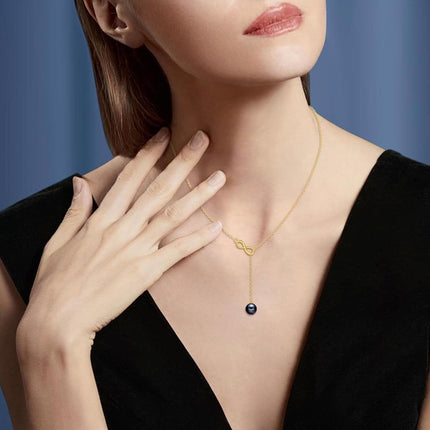14K Gold Heart Pendant with Cubic Zirconia Lariat Necklace for Women's s