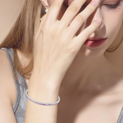 925 Sterling Silver Opal Cuff Bangle Bracelet Hypoallergenic Gift for Women