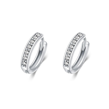 925 Sterling Silver 925 Sterling Silver Cubic Zirconia Austrian Crystals Birthstone Huggie Hoop Earrings