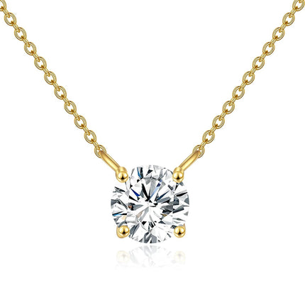 14K Rose Gold Moissanite Round Cut Solitaire Pendant Necklace 0.5-2 ct 16+2 Chain