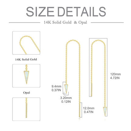 14K Gold Triangle Black Stone Threader Earrings 14K Gold  s for Her
