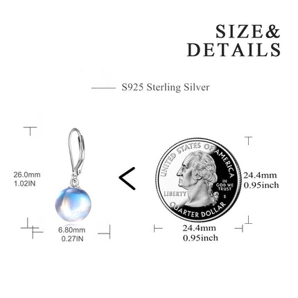 925 Sterling Silver Pink Opal Round Drop Earrings for Women Girls