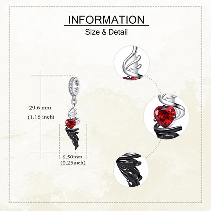 925 Sterling Silver Angel Wing Charm Beads Fits Bracelets Necklaces Gothic s for Women