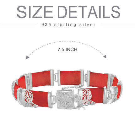 925 Sterling Silver 925 Green Jade Bracelet with Intricate Design Elements - Fashionable and Elegant Jewelry Accessory