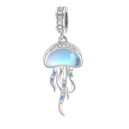 925 Sterling Silver Jellyfish Charm Beads Fits Bracelets Necklace Jewelry for Women