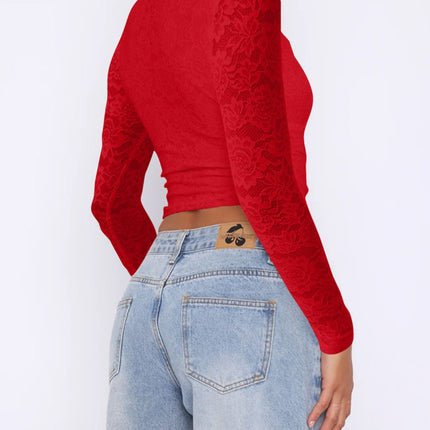 Devine V-Neck Long Sleeve Lace Top