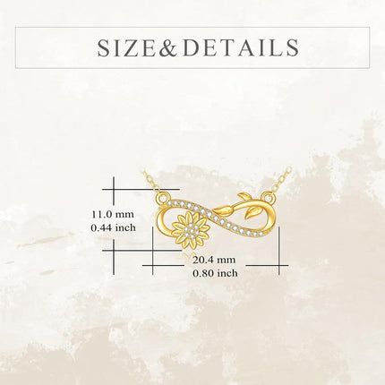 14K Gold Infinity Sunflower Pendant Necklace for Women Girls Gifts