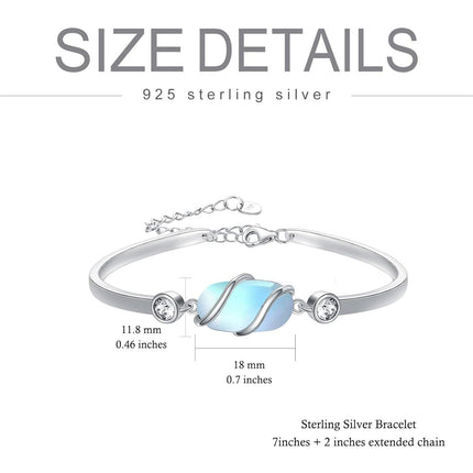 925 Sterling Silver Green Malachite Stone Bangle Bracelet for Women Gifts