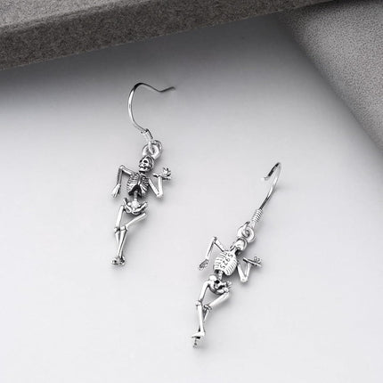 925 Sterling Silver Halloween Skeleton Hand Dangle Earrings Gift for Women