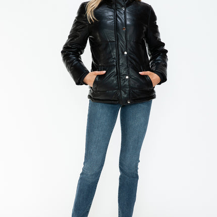 YMI Pocketed Zip Up Turtleneck Puffer Jacket