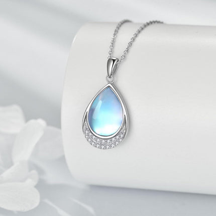925 Sterling Silver Filigree Teardrop Pendant Necklace for Women