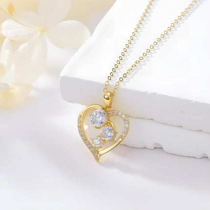 14K Gold Yellow Diamond Heart Pendant Necklaces for Women 1CTTW