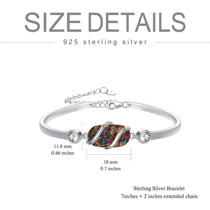 925 Sterling Silver Green Malachite Stone Bangle Bracelet for Women Gifts