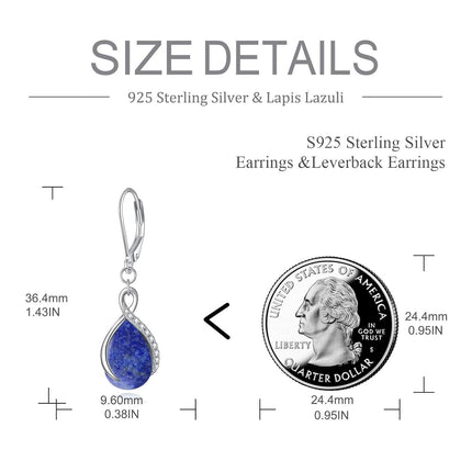 925 Sterling Silver Opal Pear-Shaped Drop Earrings with Leverback Hooks for Women Gift Ideas