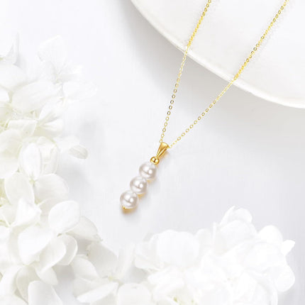 14K Gold Freshwater Pearl Drop Pendant Necklace for Women