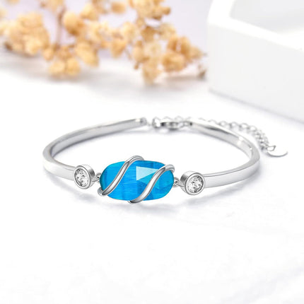 925 Sterling Silver Green Malachite Stone Bangle Bracelet for Women Gifts