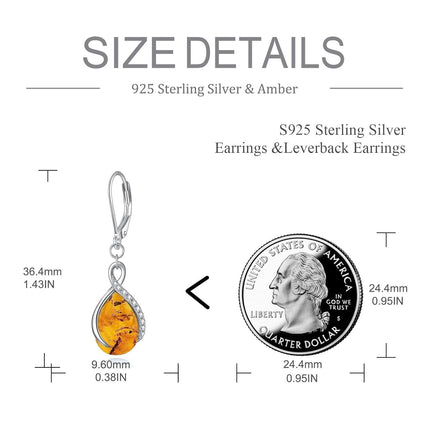 925 Sterling Silver Opal Pear-Shaped Drop Earrings with Leverback Hooks for Women Gift Ideas
