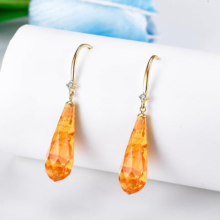 14K Gold Citrine Teardrop Drop Dangle Earring for Women Anniversary Gift Engagement Bridal Party Wear Fashion Jewelry