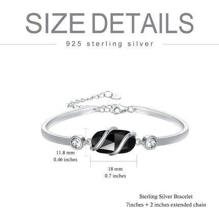 925 Sterling Silver Green Malachite Stone Bangle Bracelet for Women Gifts