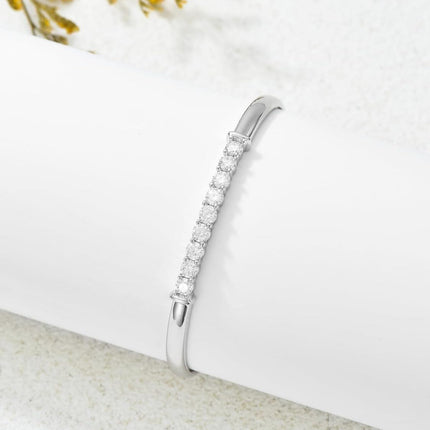 925 Sterling Silver Infinity Knot Bar Bangle Cuff Bracelet with Cubic Zirconia Gifts for Women