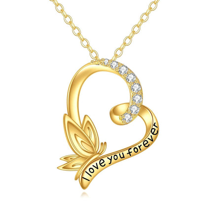 14K Gold Crystal Love Forever Pendant Necklace  for Her