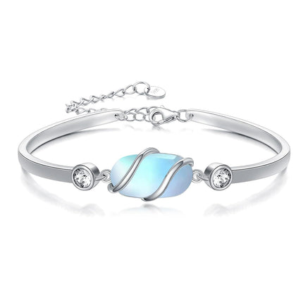 925 Sterling Silver Green Malachite Stone Bangle Bracelet for Women Gifts