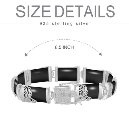 925 Sterling Silver 925 Green Jade Bracelet with Intricate Design Elements - Fashionable and Elegant Jewelry Accessory