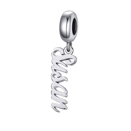 925 Sterling Silver Personalized Name Charm for Bracelet Custom Any Name Initial Letter Number Date Name Plate Bead for Bracelet