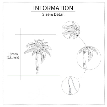 925 Sterling Silver Coconut Palm Tree Leaf Drop Earring for Women Girls  4cm Long